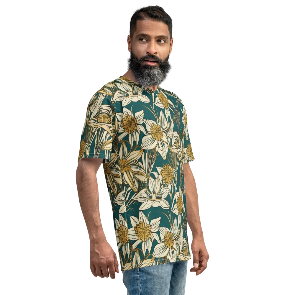 Teal Garden Sonata on Men's Crew Neck T-Shirt — Right
