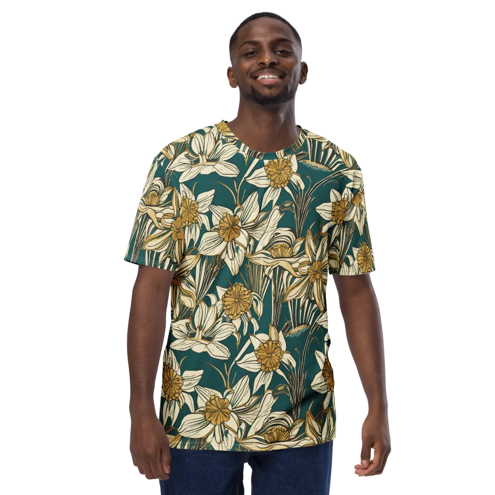 Teal Garden Sonata on Men's Crew Neck T-Shirt — Front
