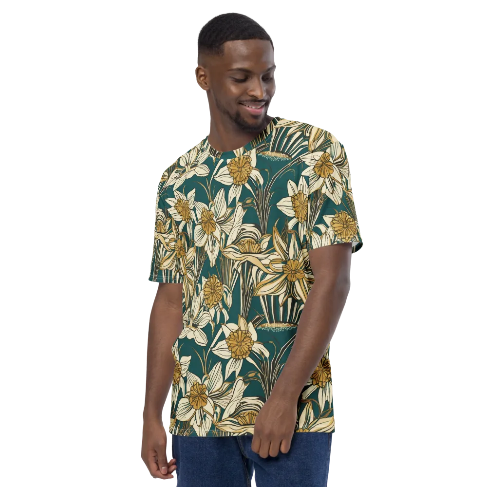 Teal Garden Sonata on Men's Crew Neck T-Shirt — Left