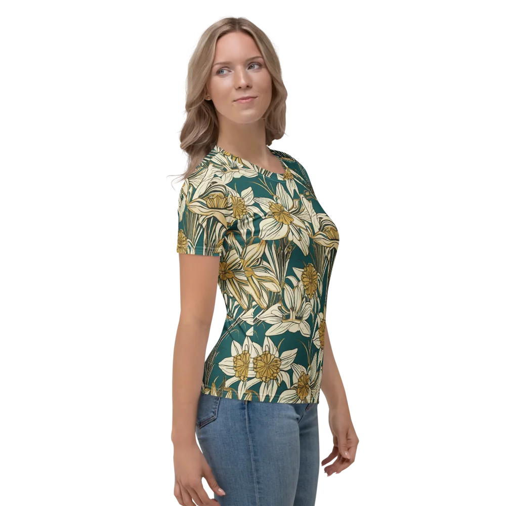 Teal Garden Sonata on Women's Crew Neck T-Shirt — Right