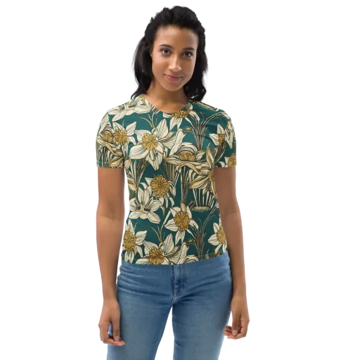 Teal Garden Sonata on a Women's Crew Neck T-Shirt