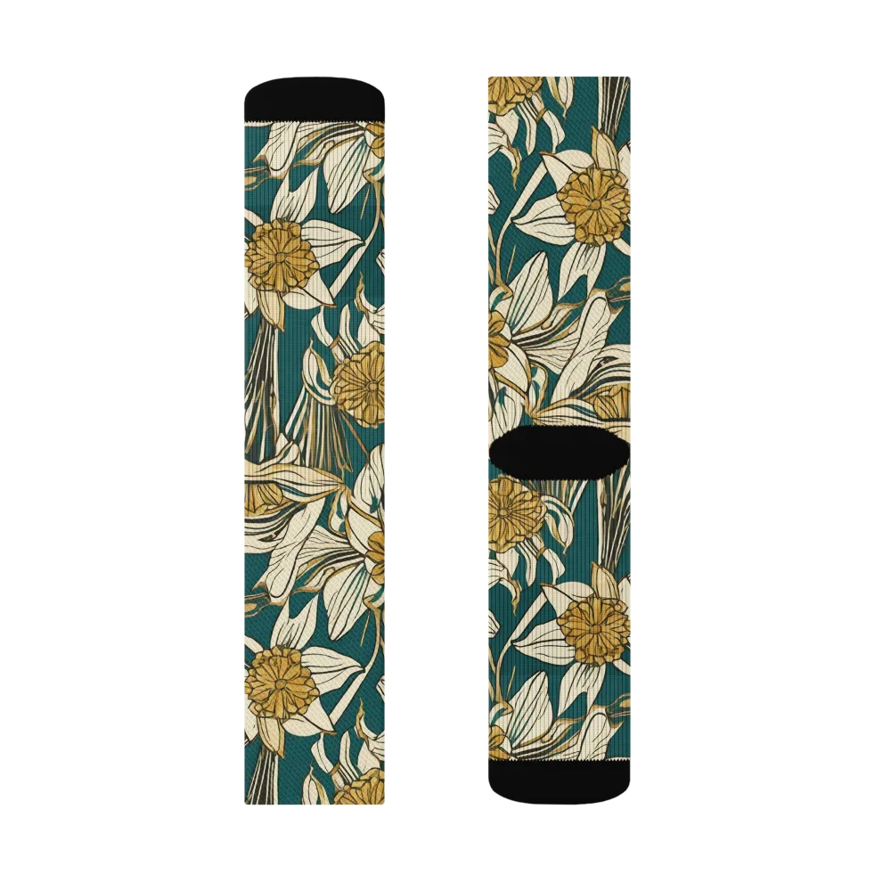 Teal Garden Sonata on Socks — Left Sock