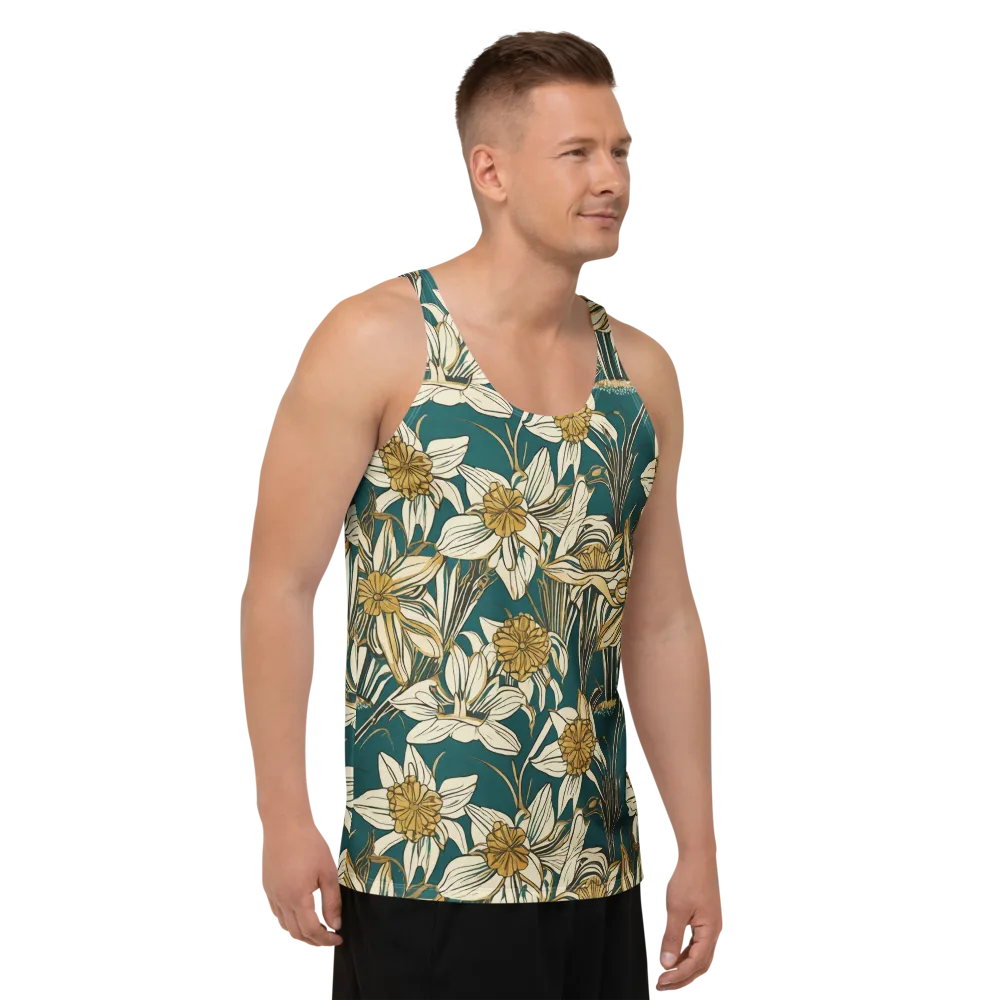 Teal Garden Sonata on Men's Tank Top — Right Front