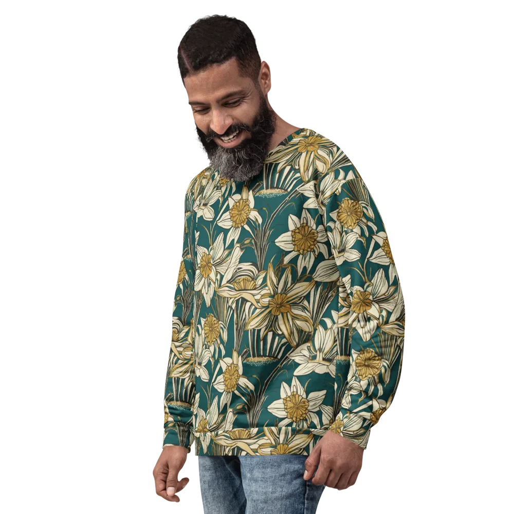 Teal Garden Sonata on Sweatshirt — Left Front