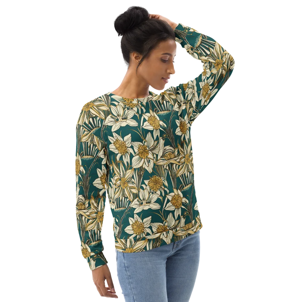 Teal Garden Sonata on Sweatshirt — Right Front