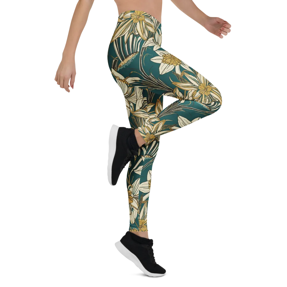 Teal Garden Sonata on Leggings — Right