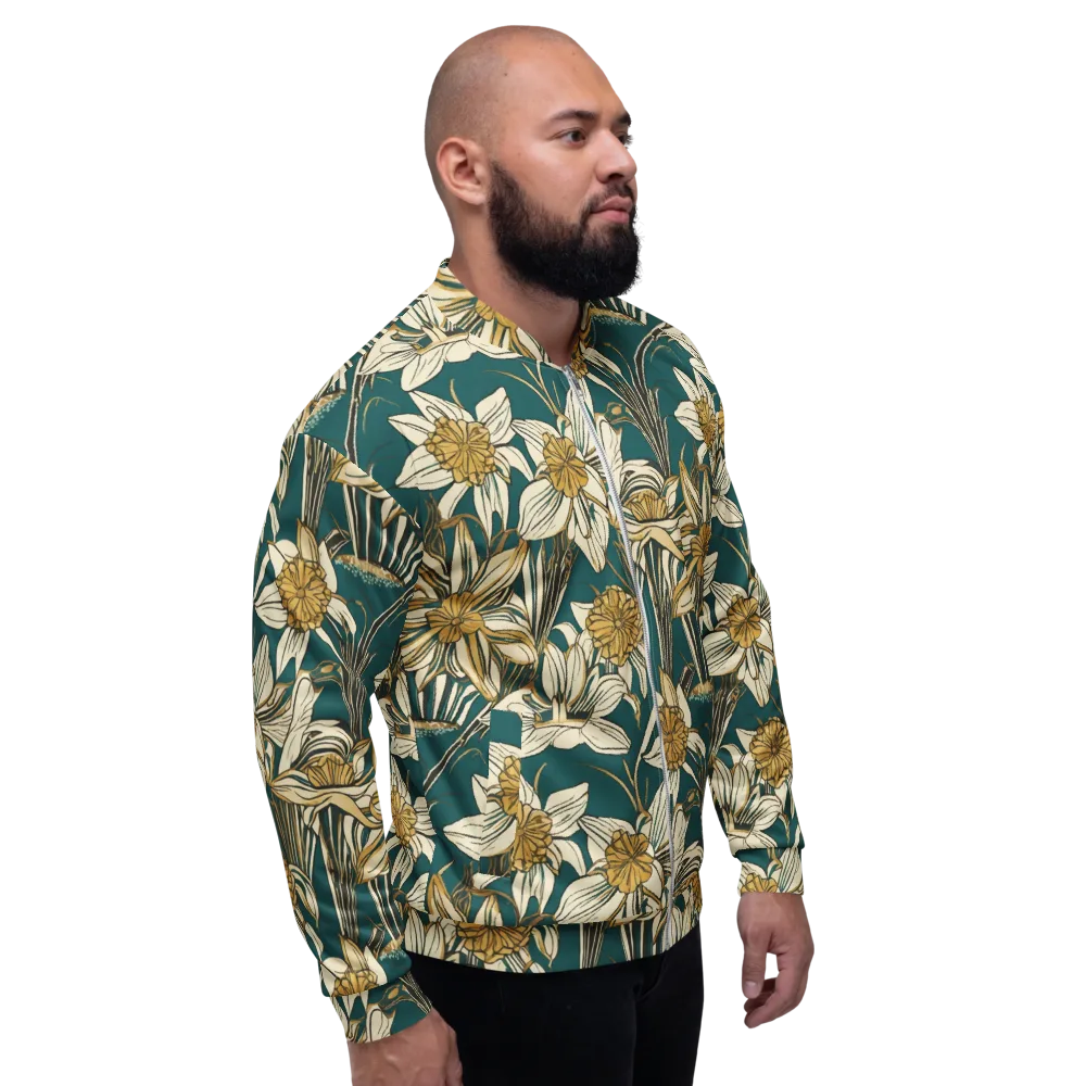 Teal Garden Sonata on Bomber Jacket — Right