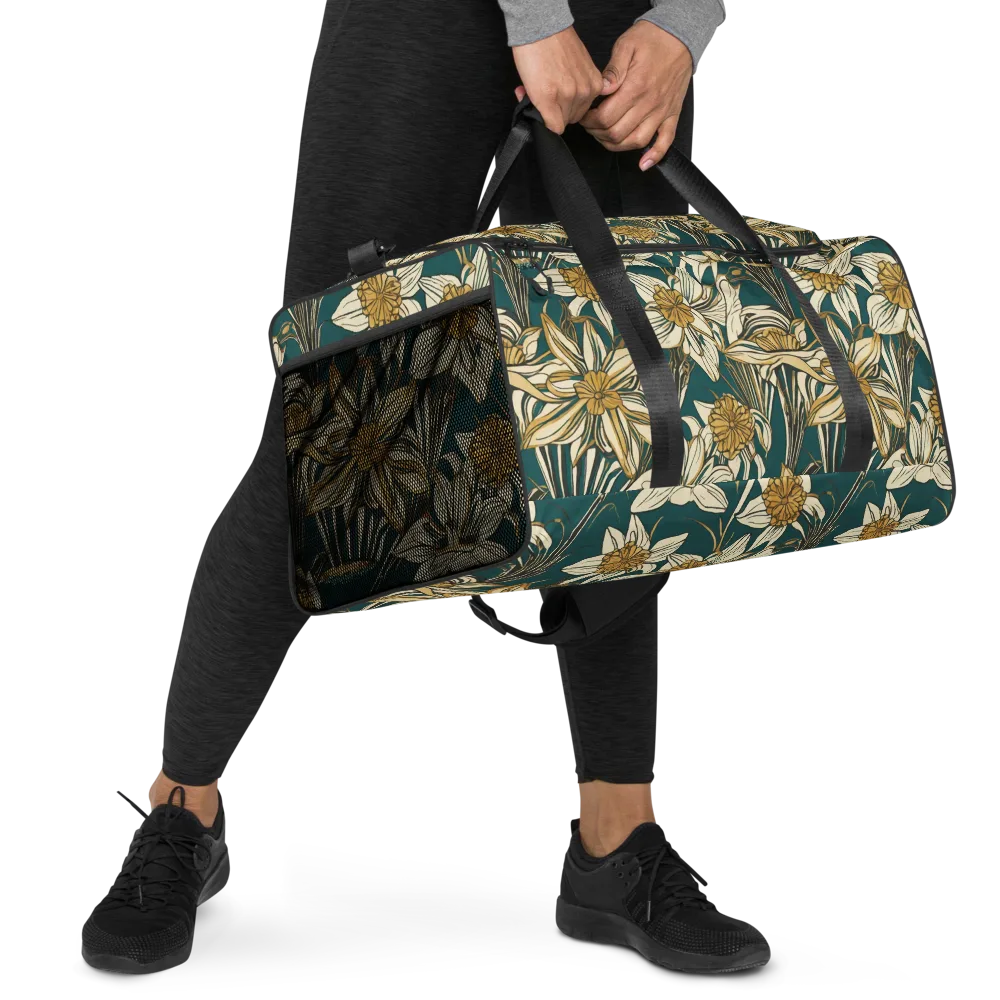 Teal Garden Sonata on Duffle Bag — Right Front