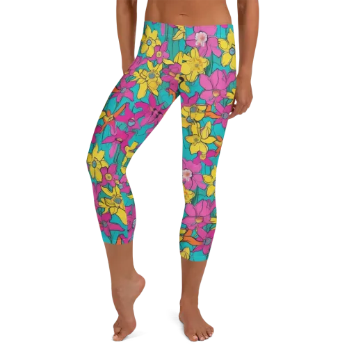 Bouquet After Dark on a Capri Leggings