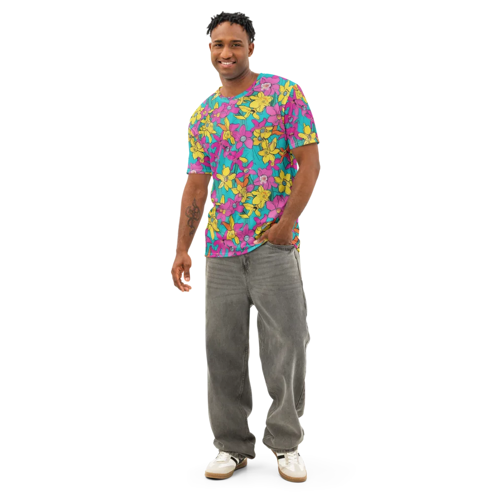 Bouquet After Dark on Men's Cotton Crew Neck T-Shirt — Front