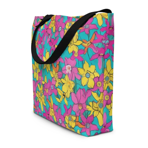 Bouquet After Dark on a Large Tote Bag W/ Pocket
