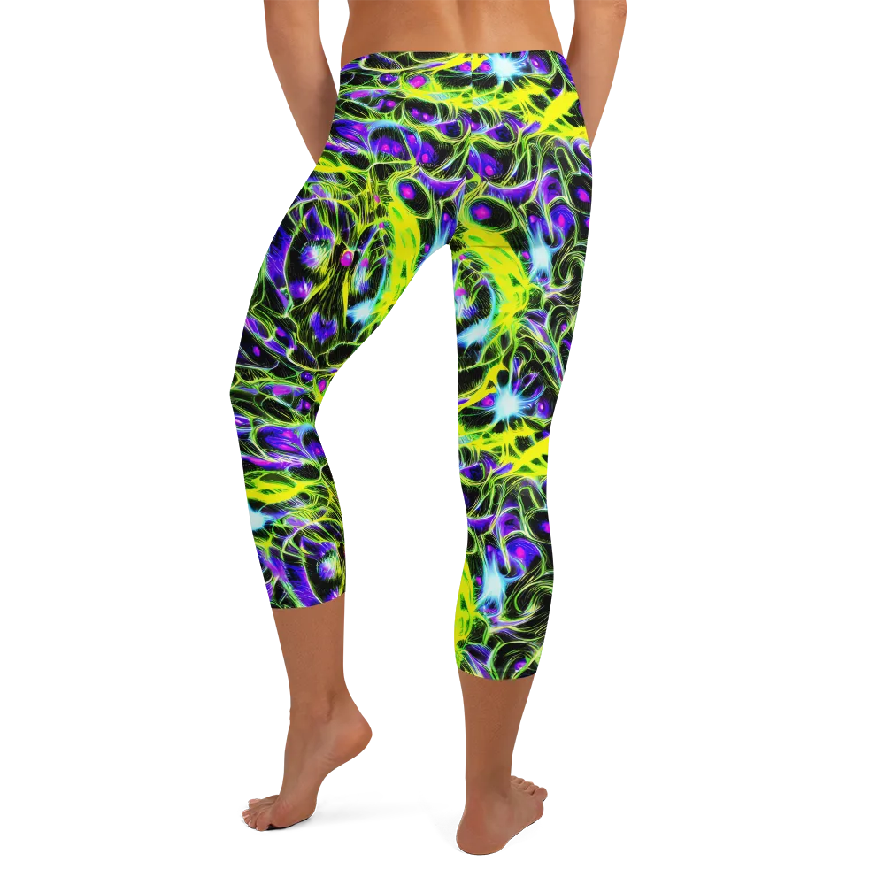 Psychedelic Underbrush on Capri Leggings — Back