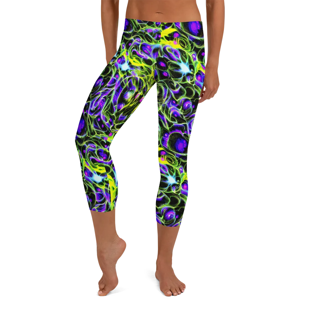 Psychedelic Underbrush on Capri Leggings — Front