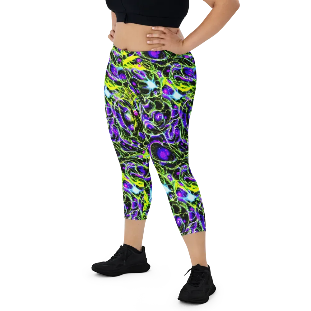 Psychedelic Underbrush on Capri Leggings — Front
