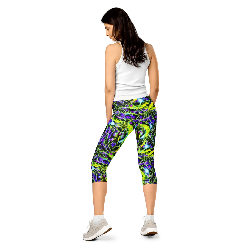 Psychedelic Underbrush on Capri Leggings — Back