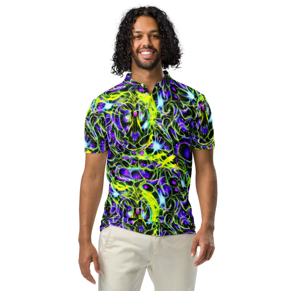 Psychedelic Underbrush on Men's Slim Fit Polo Shirt — Front