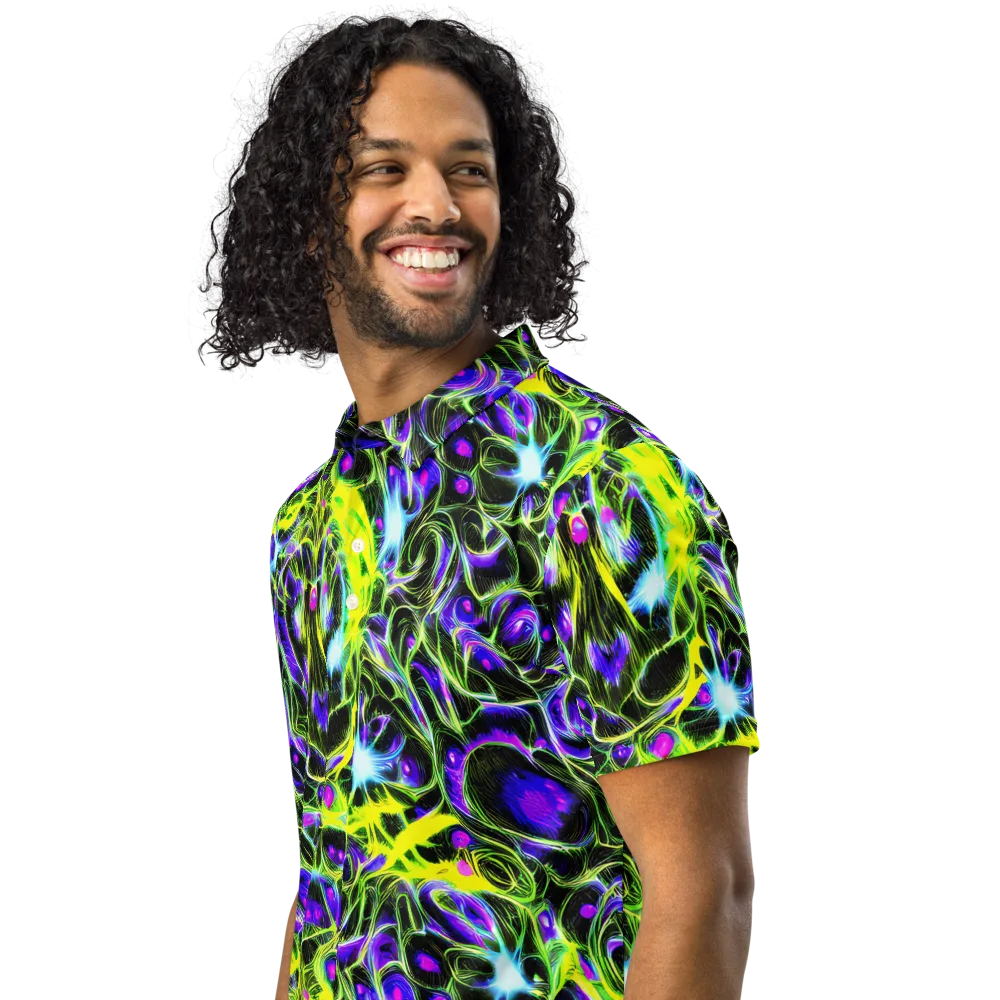 Psychedelic Underbrush on Men's Slim Fit Polo Shirt — Left Front