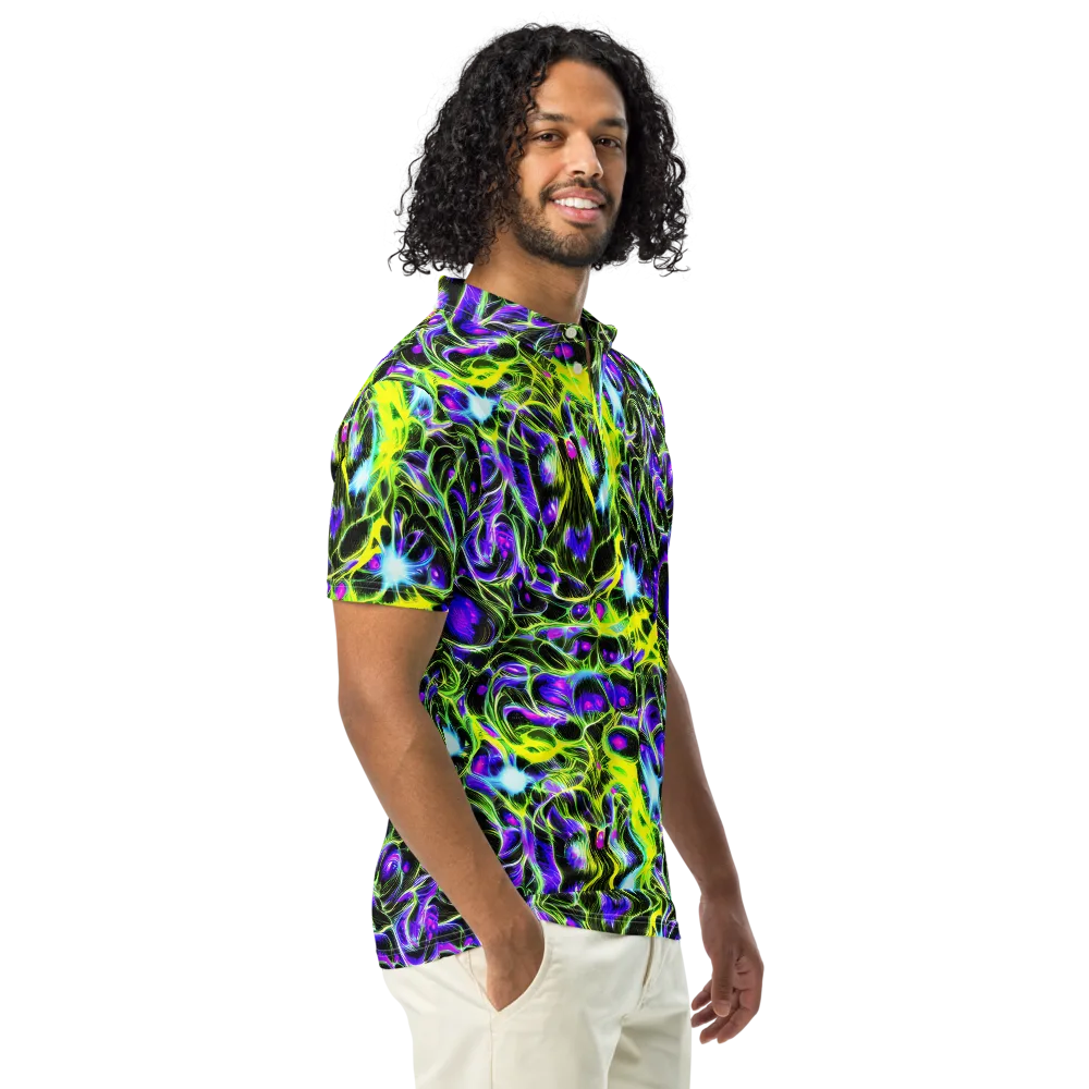 Psychedelic Underbrush on Men's Slim Fit Polo Shirt — Right Front