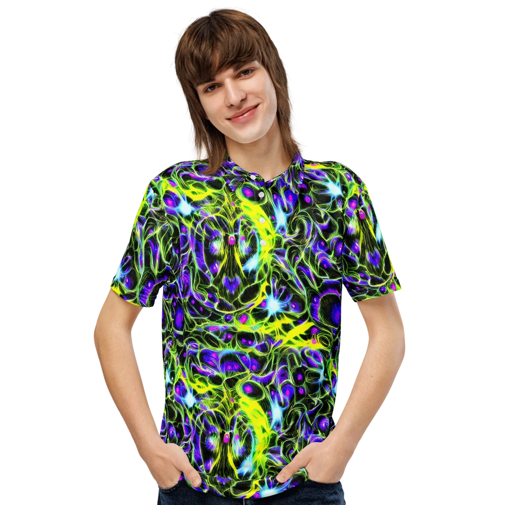 Psychedelic Underbrush on Men's Slim Fit Polo Shirt — Front