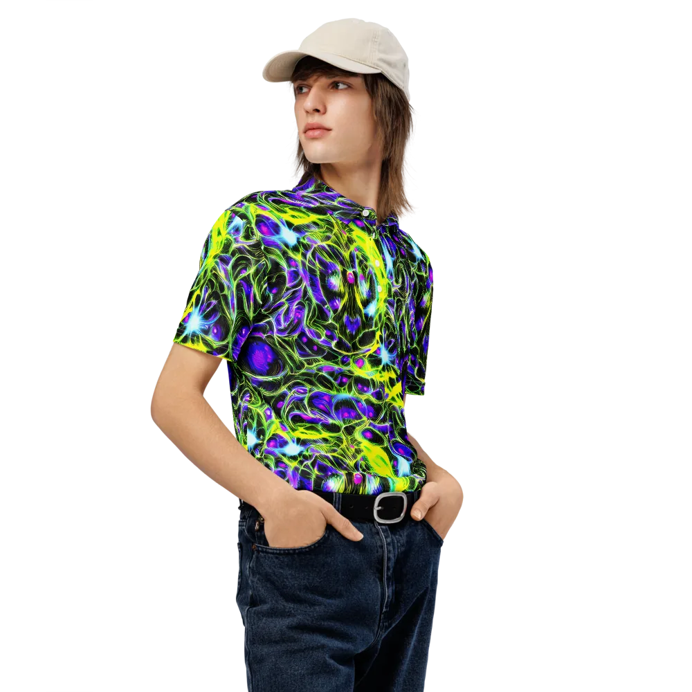 Psychedelic Underbrush on Men's Slim Fit Polo Shirt — Right Front