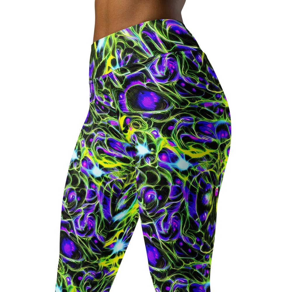 Psychedelic Underbrush on Yoga Leggings — Left Front