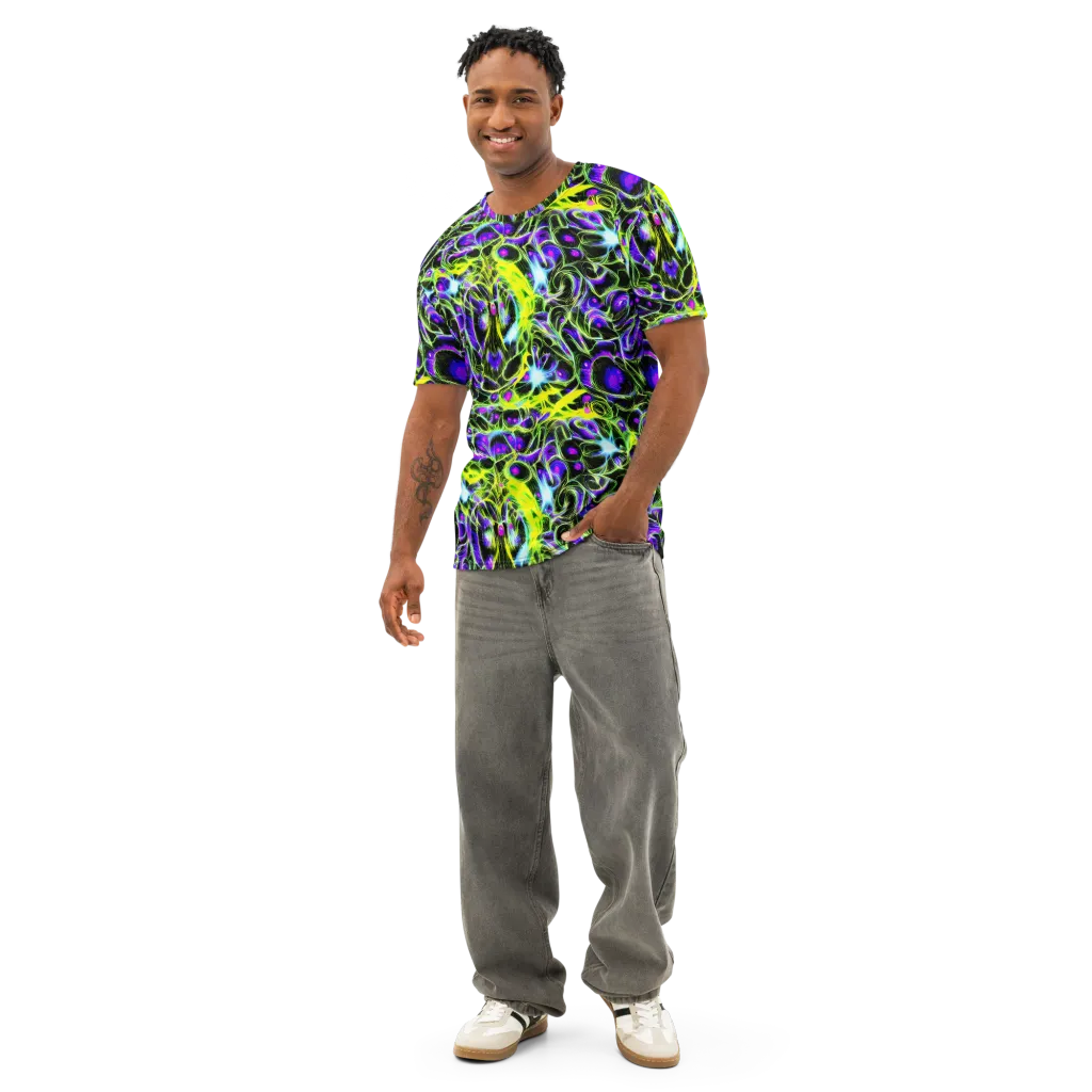 Psychedelic Underbrush on Men's Cotton Crew Neck T-Shirt — Front