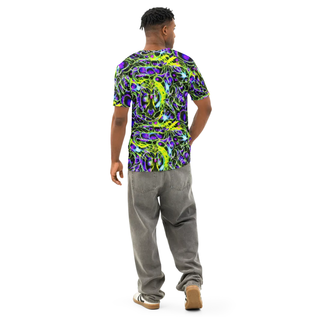 Psychedelic Underbrush on Men's Cotton Crew Neck T-Shirt — Back
