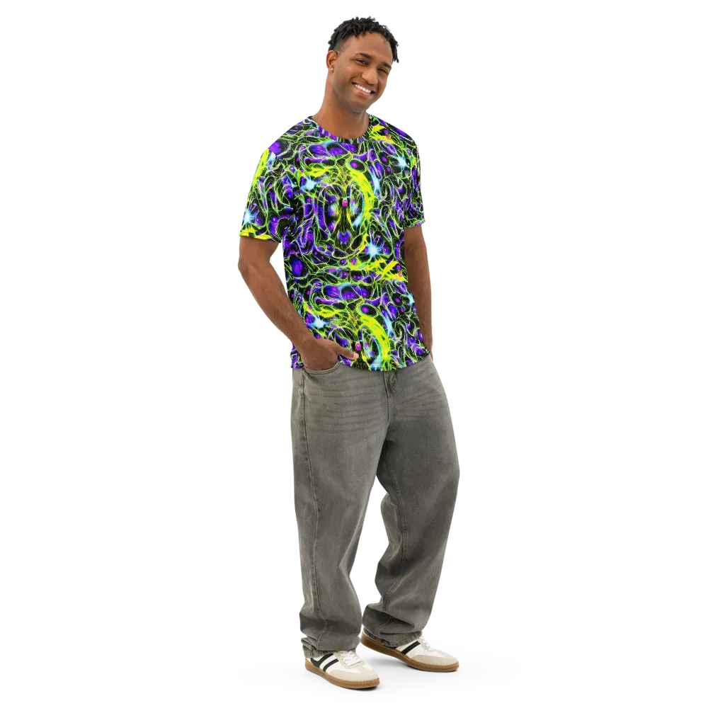 Psychedelic Underbrush on Men's Cotton Crew Neck T-Shirt — Right Front