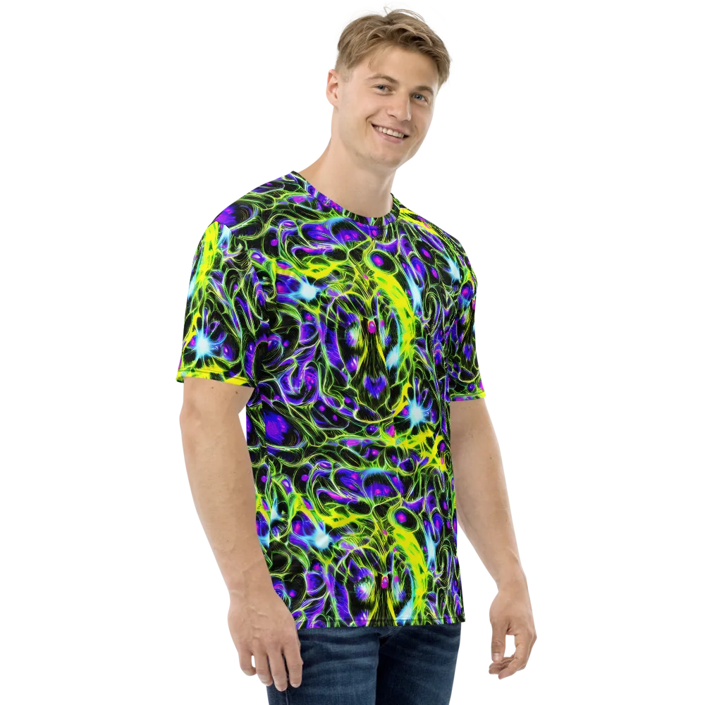 Psychedelic Underbrush on Men's Crew Neck T-Shirt — Right