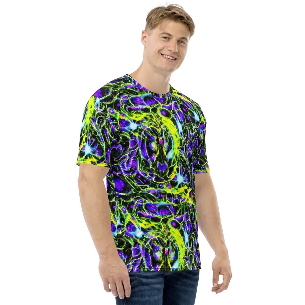 Psychedelic Underbrush on Men's Crew Neck T-Shirt — Right