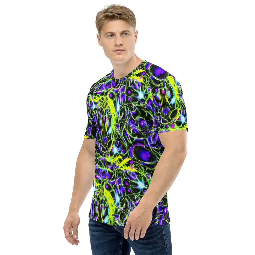 Psychedelic Underbrush on Men's Crew Neck T-Shirt — Left