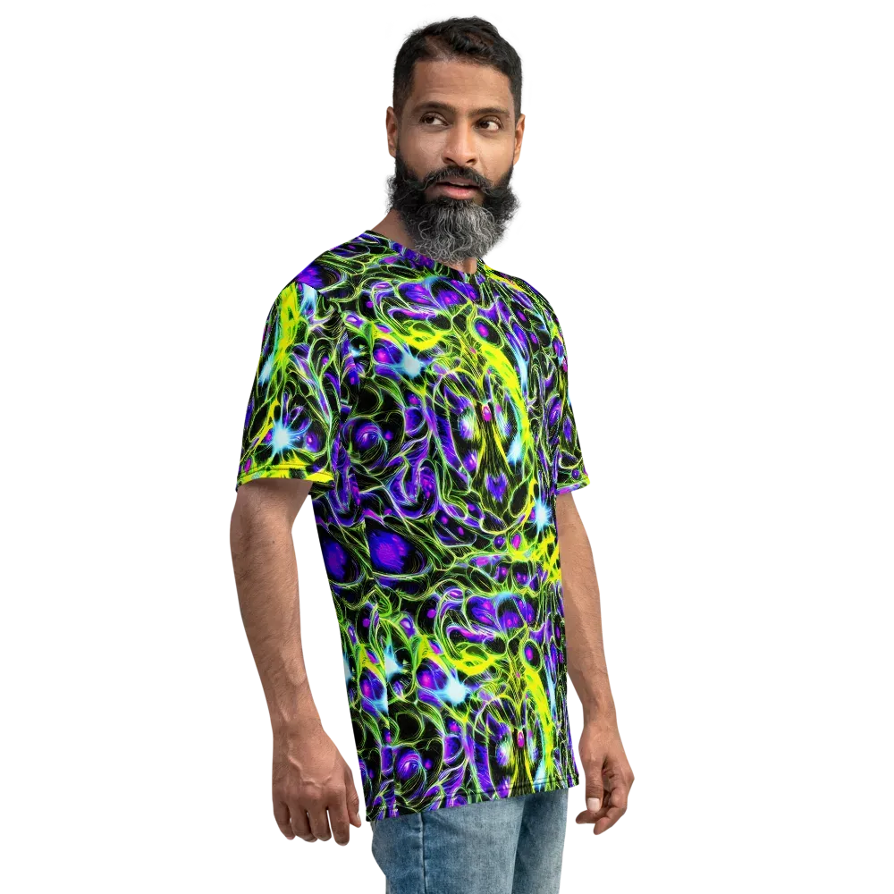 Psychedelic Underbrush on Men's Crew Neck T-Shirt — Right