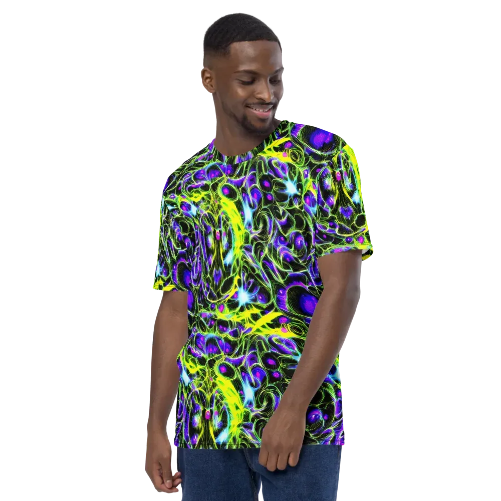 Psychedelic Underbrush on Men's Crew Neck T-Shirt — Left