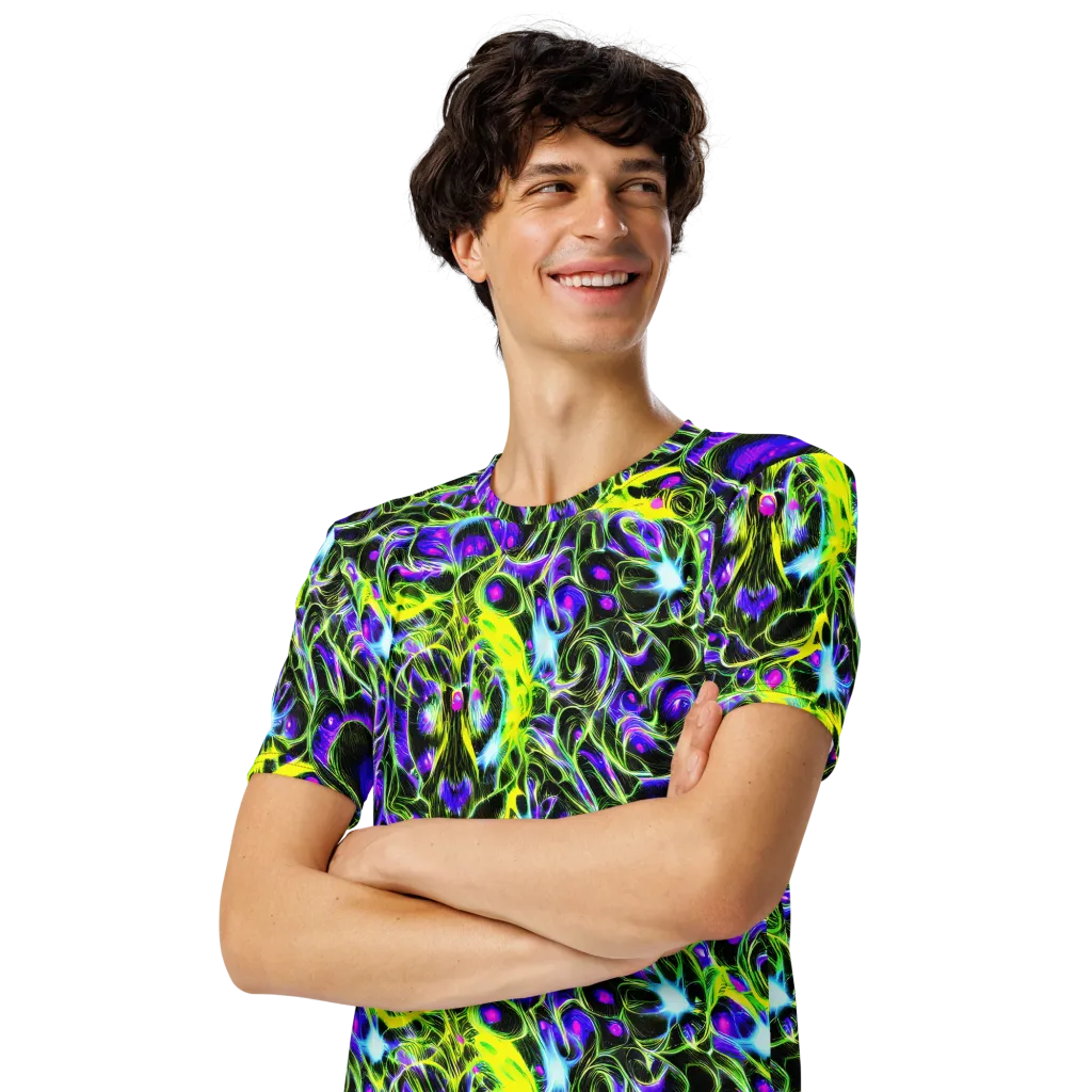 Psychedelic Underbrush on Men's Crew Neck T-Shirt — Left Front