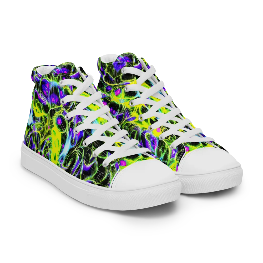 Psychedelic Underbrush on Men's High Top Canvas Shoes — Right Front