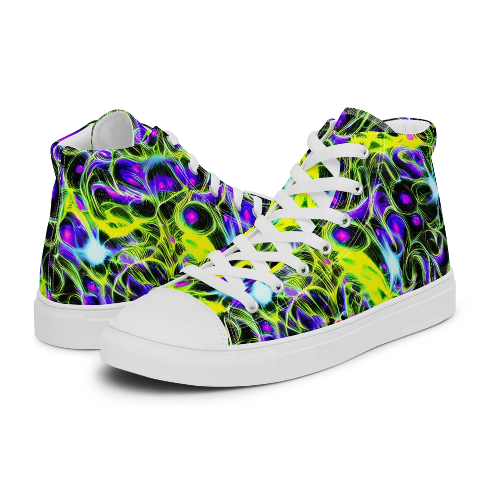 Psychedelic Underbrush on Men's High Top Canvas Shoes — Left