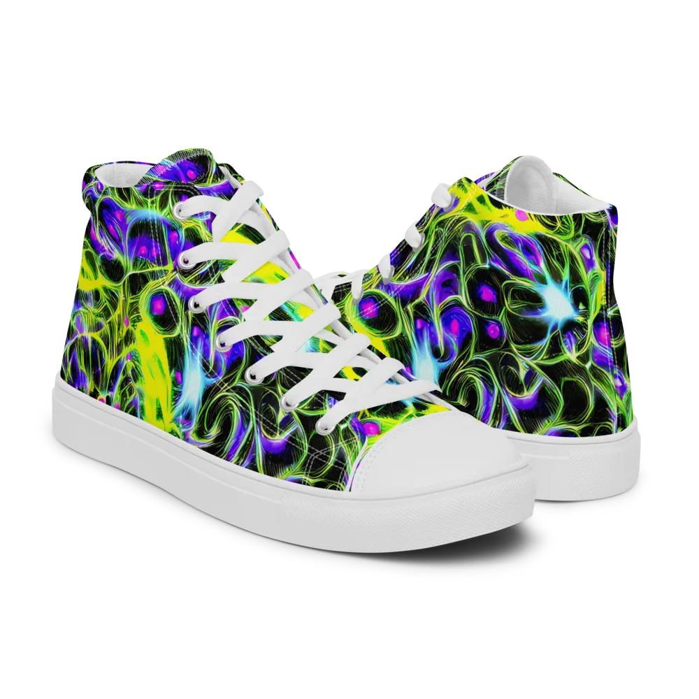 Psychedelic Underbrush on Men's High Top Canvas Shoes — Right
