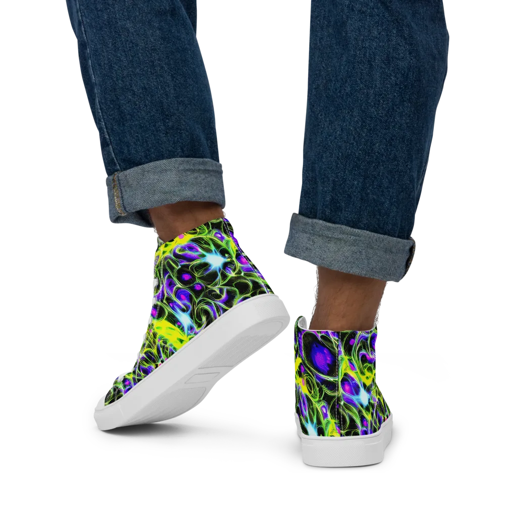 Psychedelic Underbrush on Men's High Top Canvas Shoes — Back