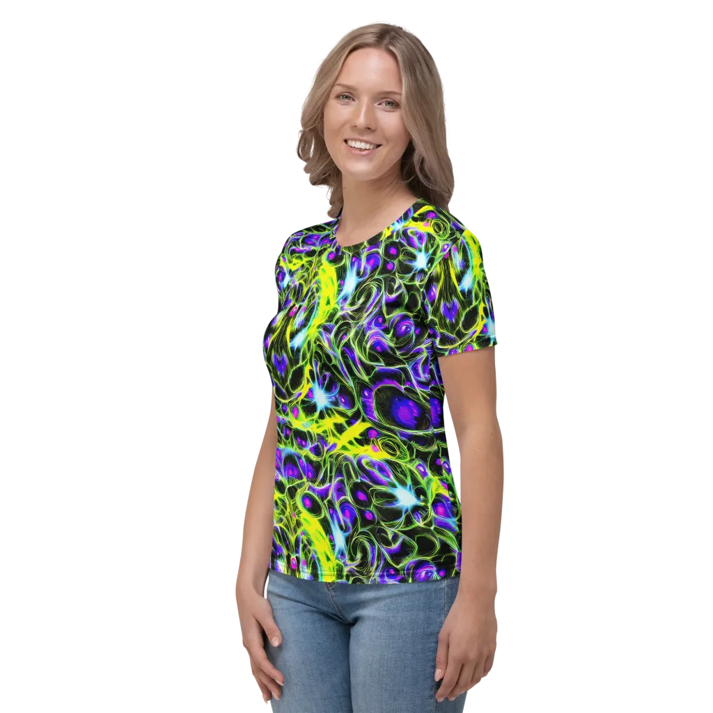 Psychedelic Underbrush on Women's Crew Neck T-Shirt — Left