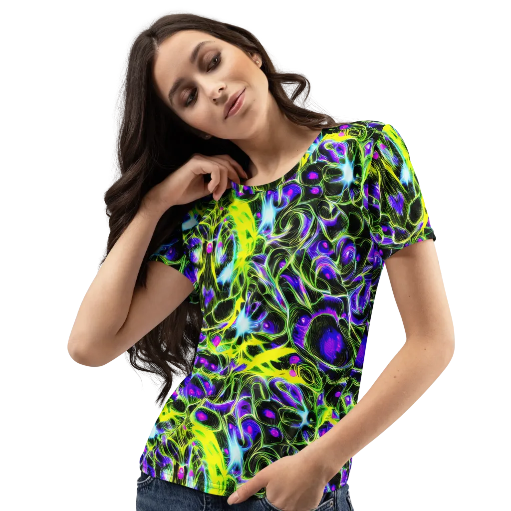 Psychedelic Underbrush on Women's Crew Neck T-Shirt — Left Front