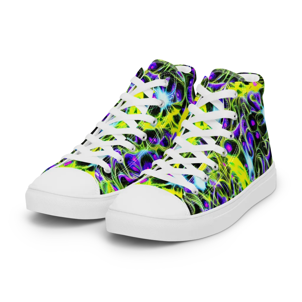 Psychedelic Underbrush on Women's High Top Canvas Shoes — Left Front