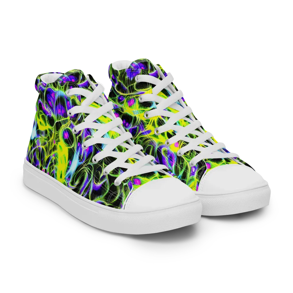 Psychedelic Underbrush on Women's High Top Canvas Shoes — Right Front