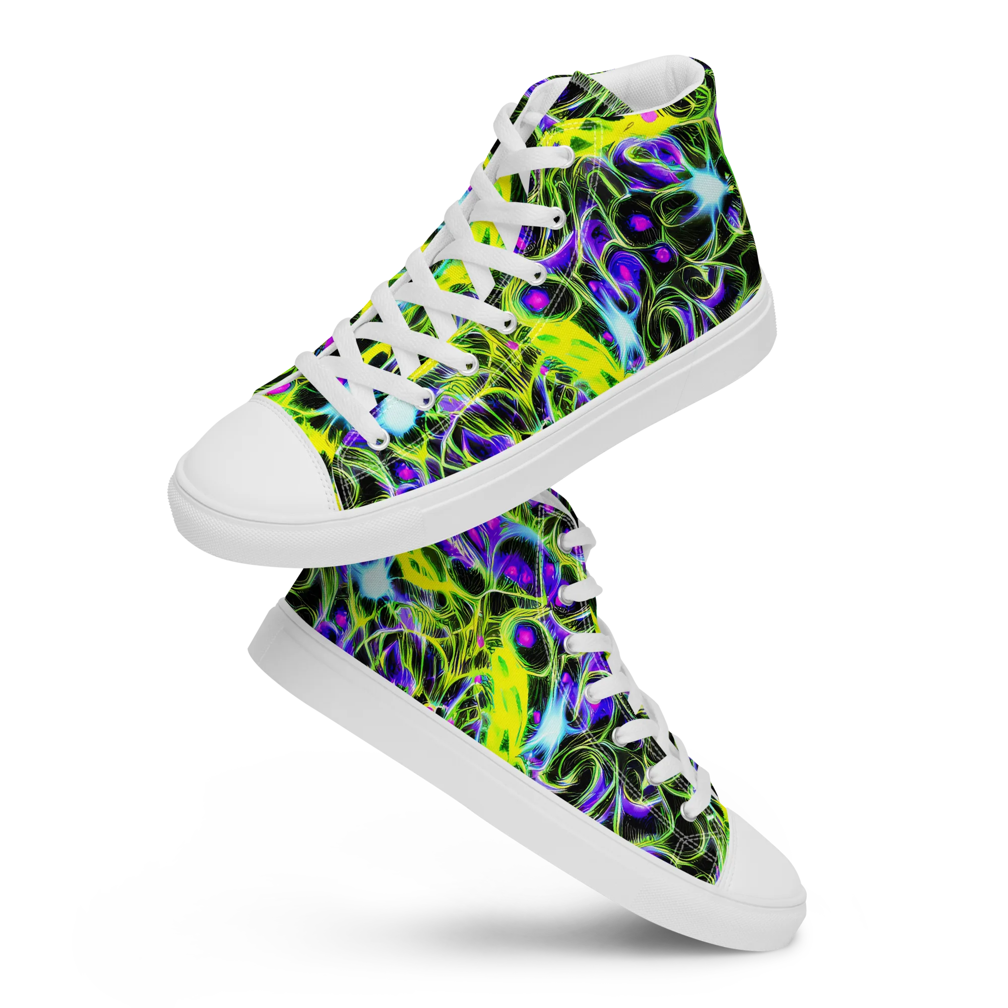 Psychedelic Underbrush on Women's High Top Canvas Shoes — Front