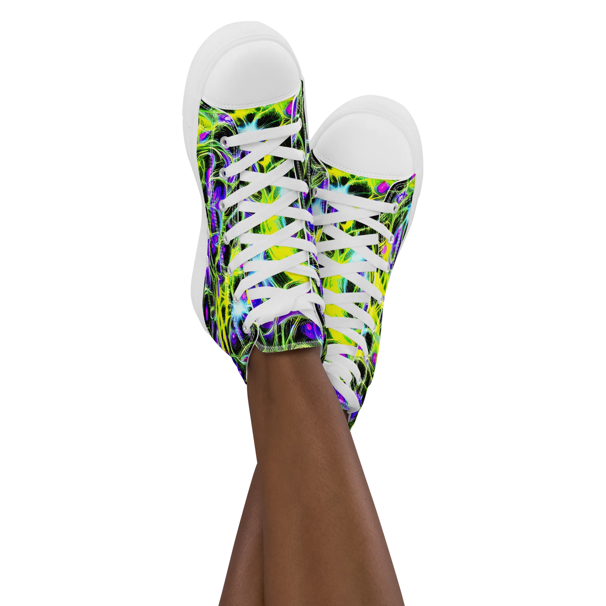 Psychedelic Underbrush on Women's High Top Canvas Shoes — Front