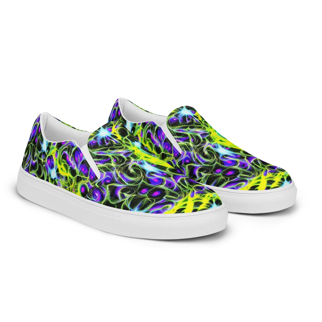 Psychedelic Underbrush on Men's Slip-On Canvas Shoes — Right Front