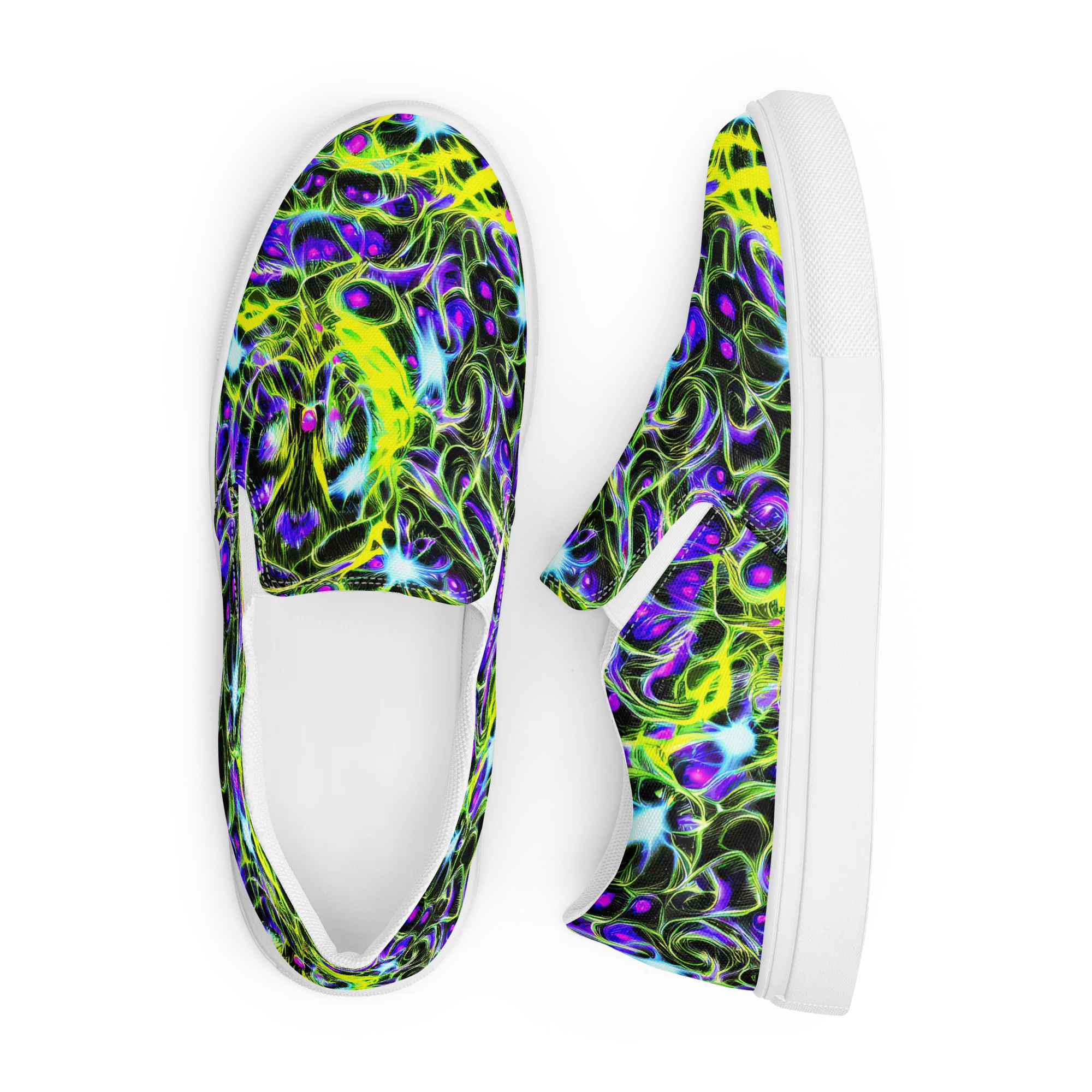 Psychedelic Underbrush on Men's Slip-On Canvas Shoes — Front