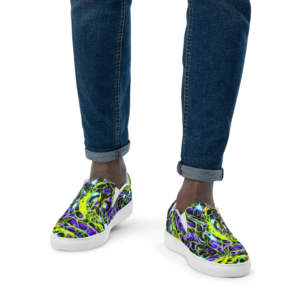 Psychedelic Underbrush on Men's Slip-On Canvas Shoes — Front