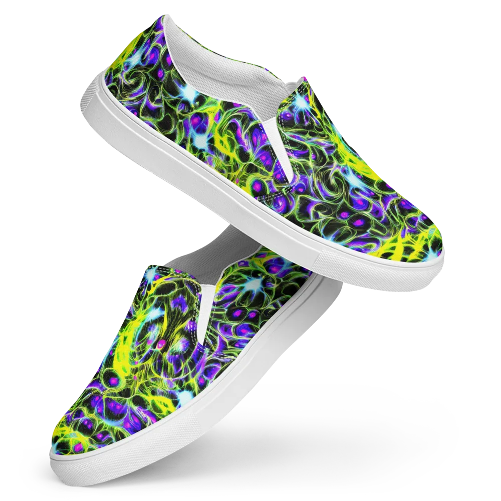 Psychedelic Underbrush on Women's Slip-On Canvas Shoes — Front