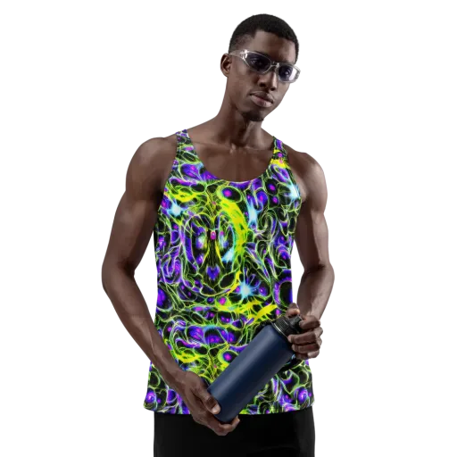 Psychedelic Underbrush on a Men's Tank Top