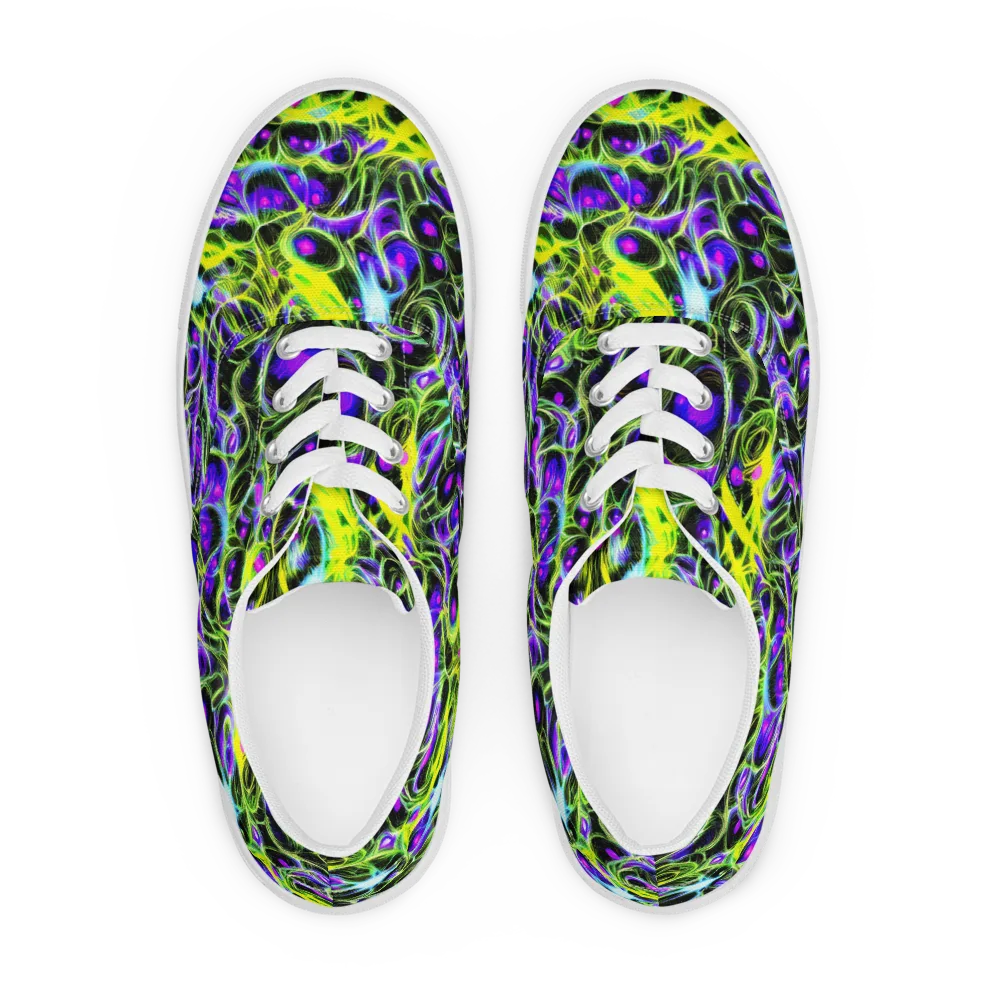 Psychedelic Underbrush on Men's Lace-Up Canvas Shoes — Front